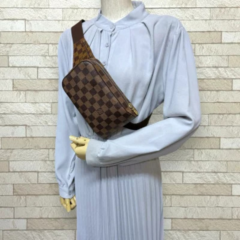 Louis Vuitton Crossbody Body Bag Damier Geronimos Canvas Brown Bum Belt
